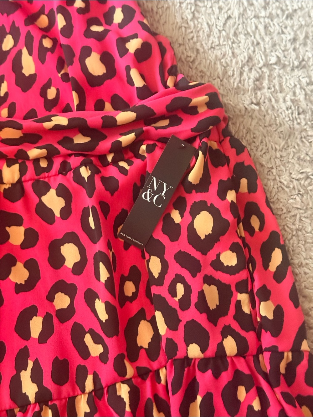 New York & Company Pink Leopard Print Midi Dress - Picture 3 of 3